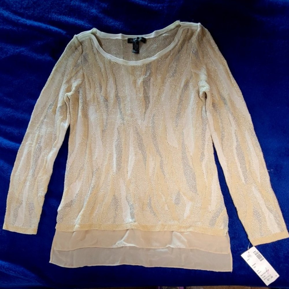 International Concepts INC Womens Tan and Silver Light Sweater Size Large
